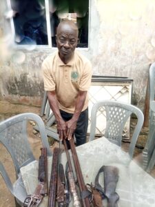  77 yr-old blacksmith, others arrested with locally made guns, 130 live cartridges hard drugs in Delta